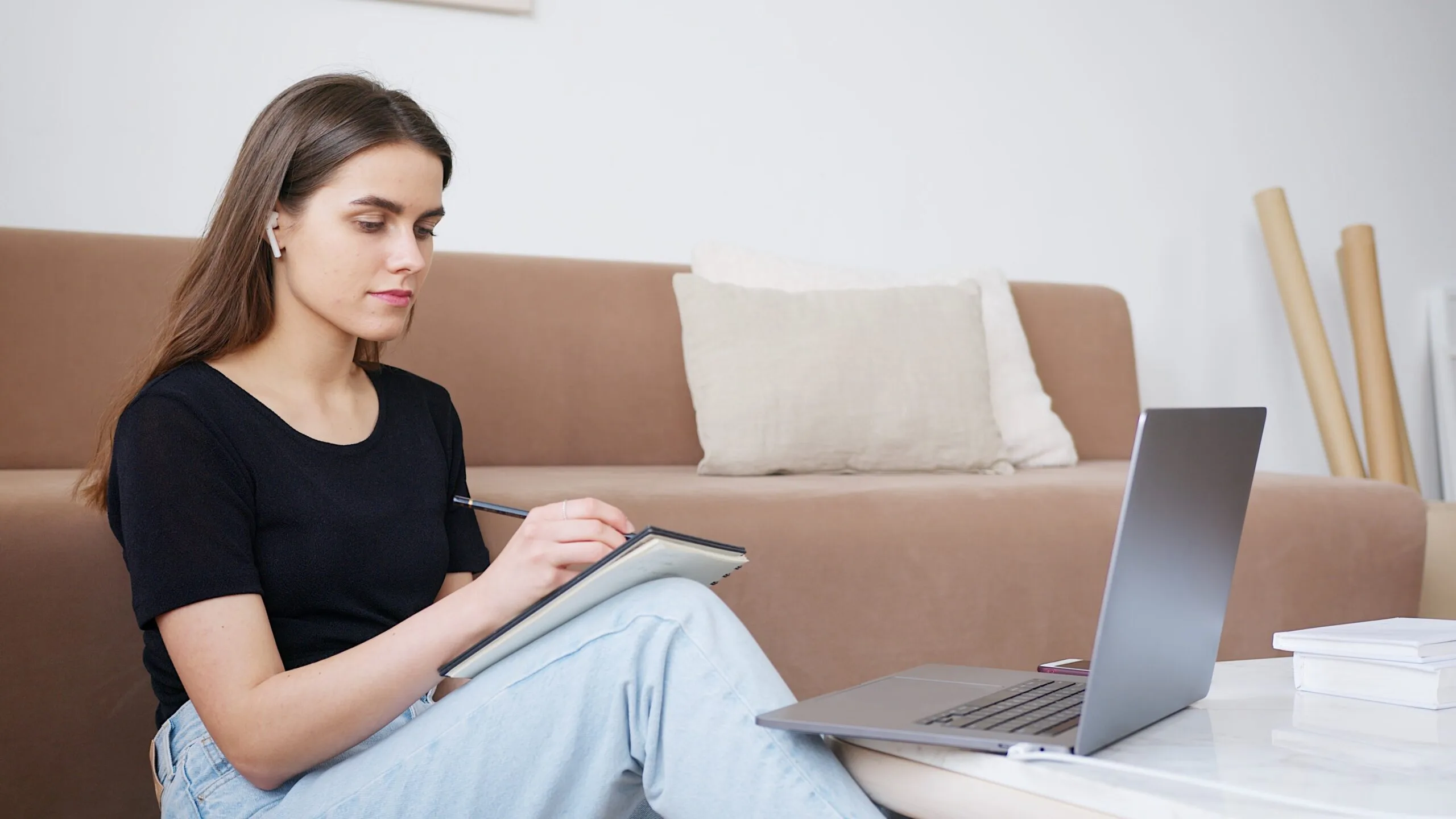 Girl watching a webinar