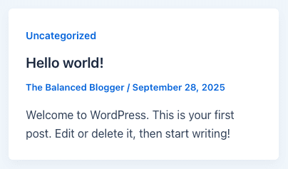 Blog post showing new author name