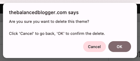 Confirming Deleting a Theme